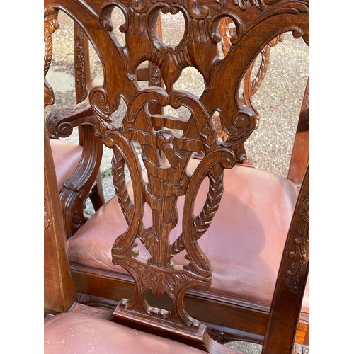 166 - EIGHT CHIPPENDALE DESIGN CARVED DINING CHAIRS