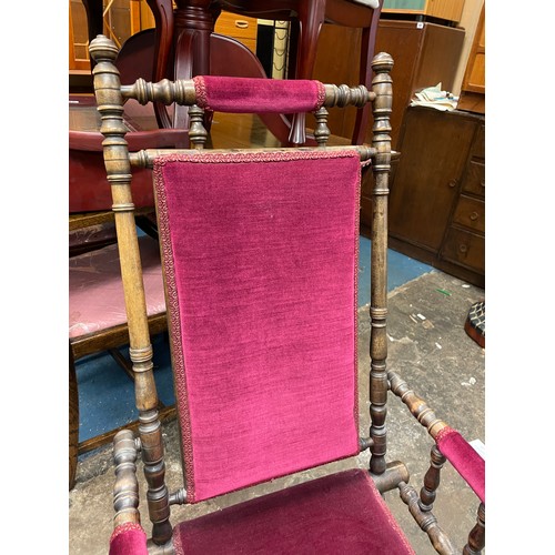 69 - EDWARDIAN BEECH TURNED COLONIAL ROCKING CHAIR