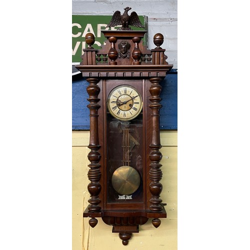 205 - LARGER WALNUT CASED VIENNA TYPE PENDULUM CLOCK