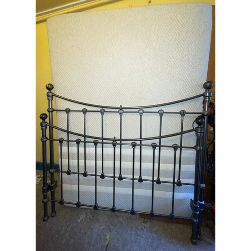 158 - METAL FRAMED VICTORIAN STYLE DOUBLE BED AND MATTRESS