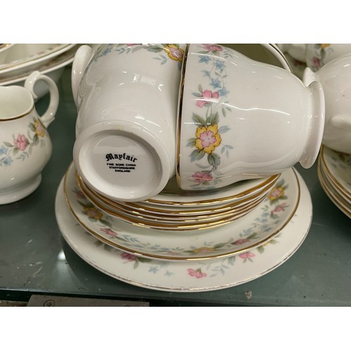 295 - EXTENSIVE MAYFAIR FINE BONE CHINA TABLE SERVICE INCLUDING COFFEE POT AND TEAPOT