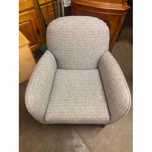 145 - CONTEMPORARY GREY FLECKED ARMCHAIR