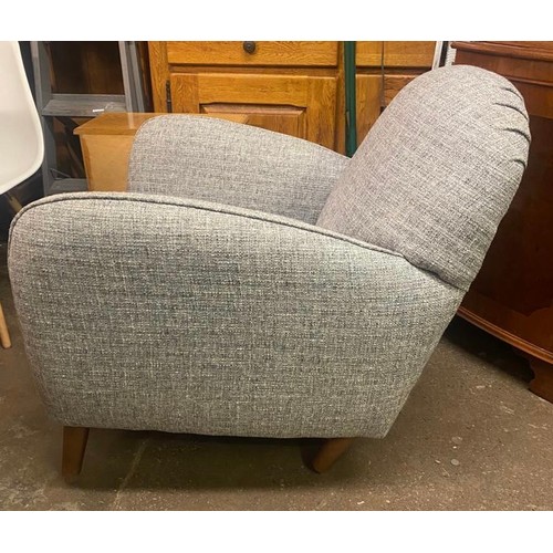 145 - CONTEMPORARY GREY FLECKED ARMCHAIR