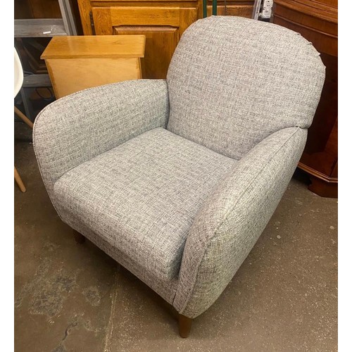 145 - CONTEMPORARY GREY FLECKED ARMCHAIR