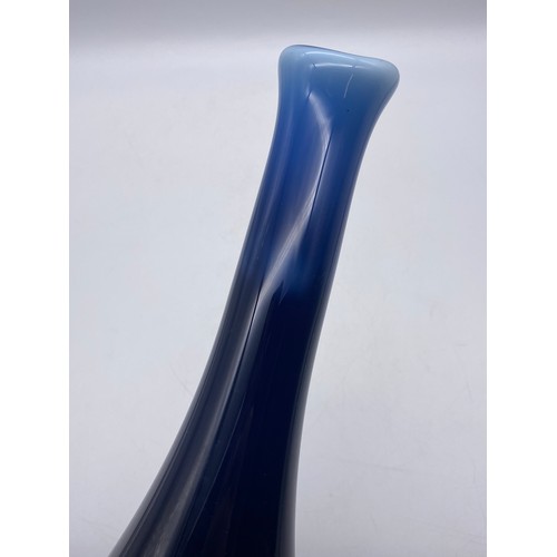 475 - BLUE AND AVENTURINE FLECKED GLASS BOTTLE VASE