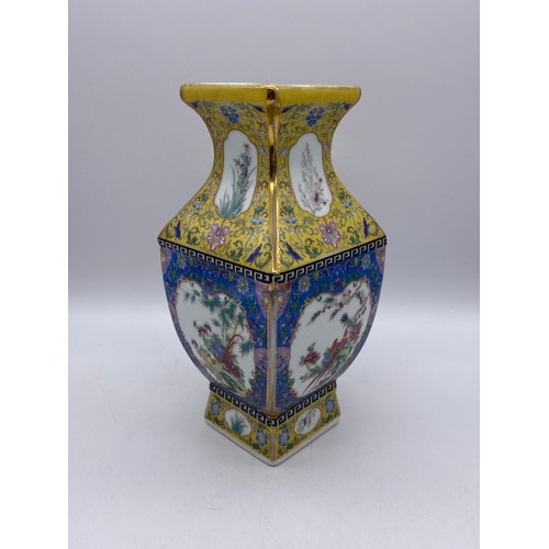 476 - CHINESE STYLE TRANSFER PRINTED FAMILLE JEUNNE WAISTED VASE