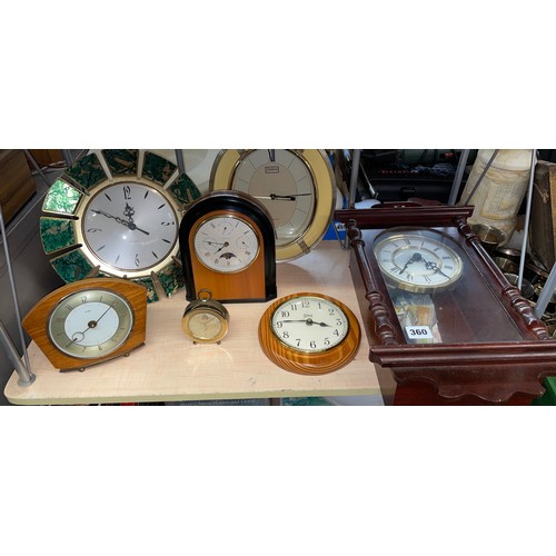 360 - METAMEC MANTLE CLOCK, THE ENAMEL WALL CLOCK AND OTHERS