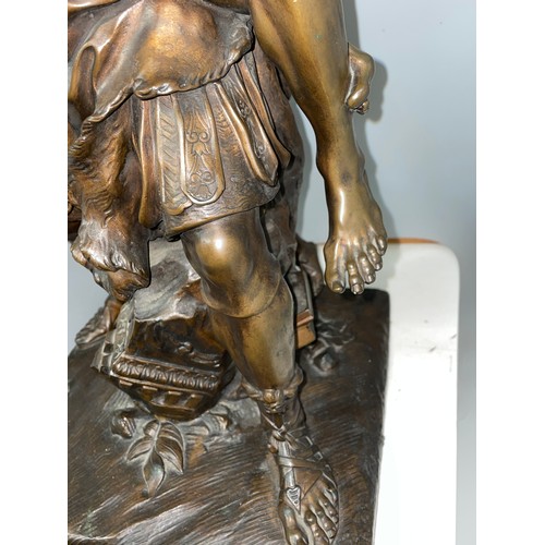 538 - AFTER PIERRE LEPAUTRE PATINATED BRONZE OF AENEAS CARRYING ANCHISES WITH ASCANIUS OUT OF TROY HEIGHT ... 