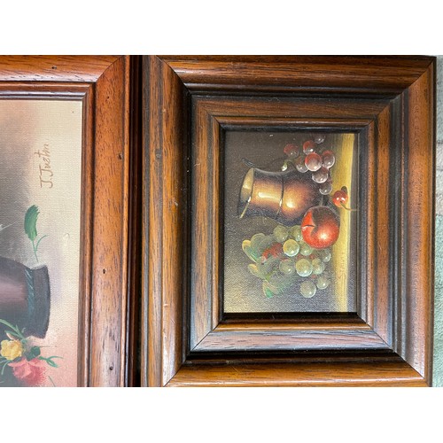 325 - PAIR OF OILS ON BOARD OF STILL LIFE OF FLOWERS IN ORNATE FRAMES, AND FIVE OTHER STILL LIFE PAINTINGS... 