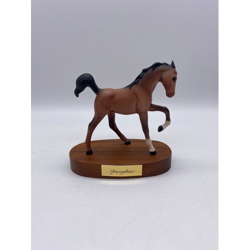 578 - ROYAL DOULTON MATT SPRING TIME FOAL FIGURE ON PLINTH AND ONE DAPPLE GREY FOAL FIGURE