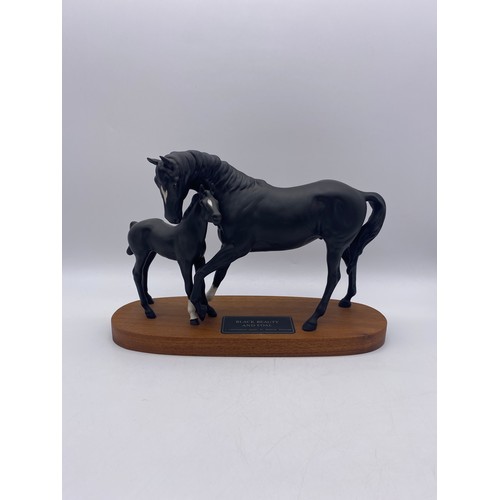 575 - BESWICK CONNOISSEUR MATT BLACK BEAUTY AND FOAL FIGURE GROUP