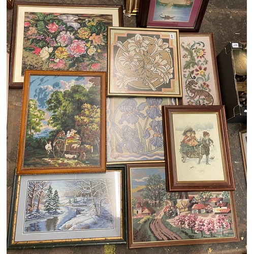 610A - QTY OF NEEDLE POINT PICTURES