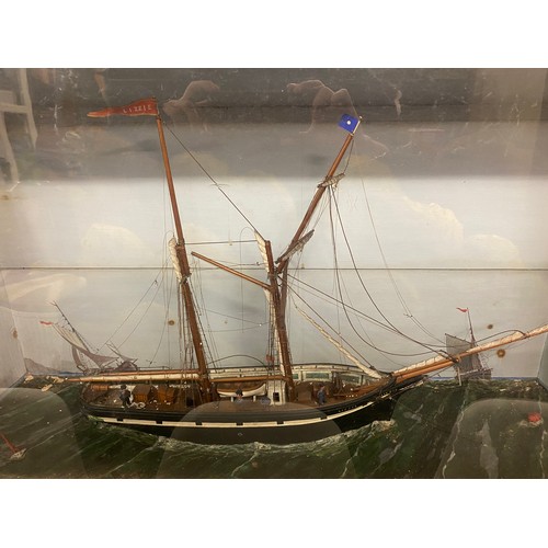 134 - LATE VICTORIAN/EDWARDIAN PERIOD SAILING DIORAMA IN GLAZED CASE