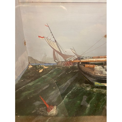 134 - LATE VICTORIAN/EDWARDIAN PERIOD SAILING DIORAMA IN GLAZED CASE