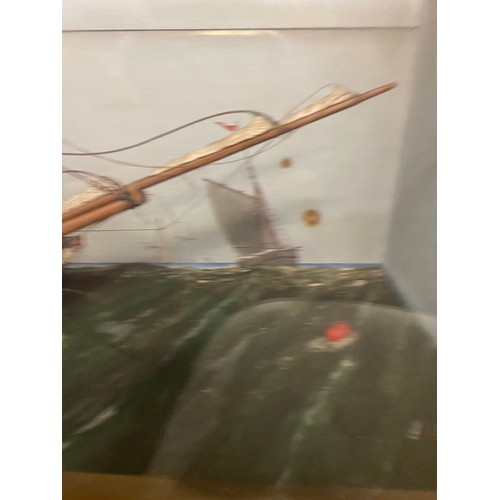 134 - LATE VICTORIAN/EDWARDIAN PERIOD SAILING DIORAMA IN GLAZED CASE