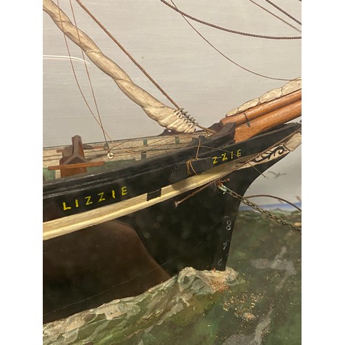 134 - LATE VICTORIAN/EDWARDIAN PERIOD SAILING DIORAMA IN GLAZED CASE