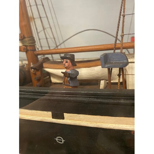 134 - LATE VICTORIAN/EDWARDIAN PERIOD SAILING DIORAMA IN GLAZED CASE