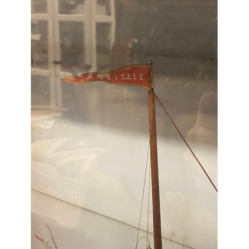 134 - LATE VICTORIAN/EDWARDIAN PERIOD SAILING DIORAMA IN GLAZED CASE