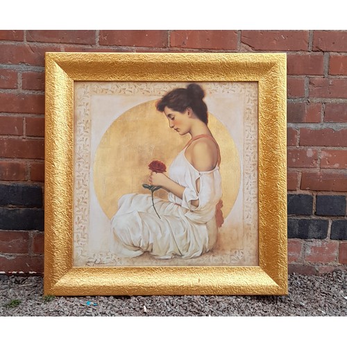 602A - R.FRANKLIN TITLED MYSTIC ROSE IN GOLD FRAME