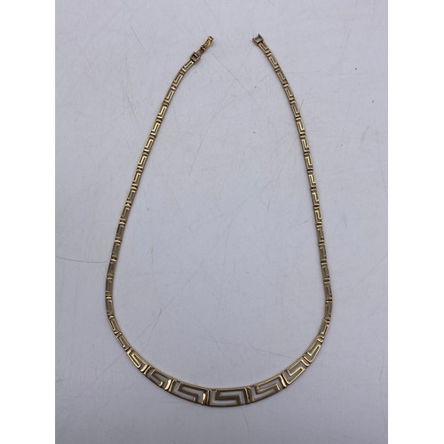 512 - CASED 9CT GOLD GREEK KEY LINK NECKLACE 12.9G APPROX