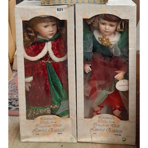 621 - TWO BOXED LEONARDO LIMITED EDITION DOLLS CHRISTIE AND THE FAIRY QUEEN, AND ONE OTHER DOLL LORNA