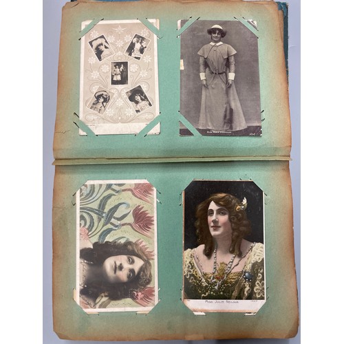 470 - ALBUM OF POSTCARDS ACTORS AND ACTRESSES,  THEATRE STARS, PERSONALITIES, CHRISTMAS CARDS, BEAUTIES