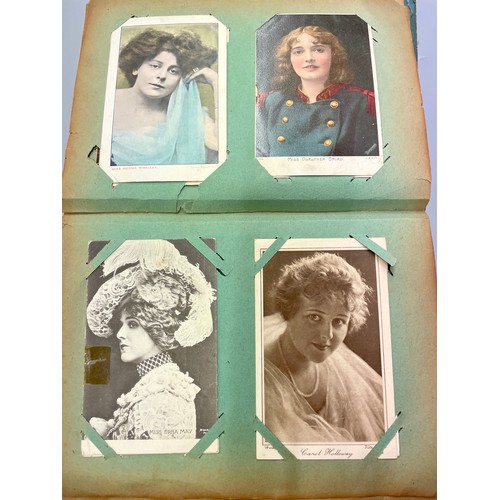 470 - ALBUM OF POSTCARDS ACTORS AND ACTRESSES,  THEATRE STARS, PERSONALITIES, CHRISTMAS CARDS, BEAUTIES