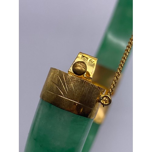 515 - 14K GOLD PLATED JADE BANGLE, AND CASED COMPTON WOODHOUSE CHINESE INSPIRED JADE EFFECT LINK WRIST WAT... 