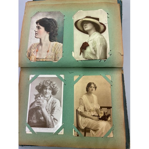 470 - ALBUM OF POSTCARDS ACTORS AND ACTRESSES,  THEATRE STARS, PERSONALITIES, CHRISTMAS CARDS, BEAUTIES