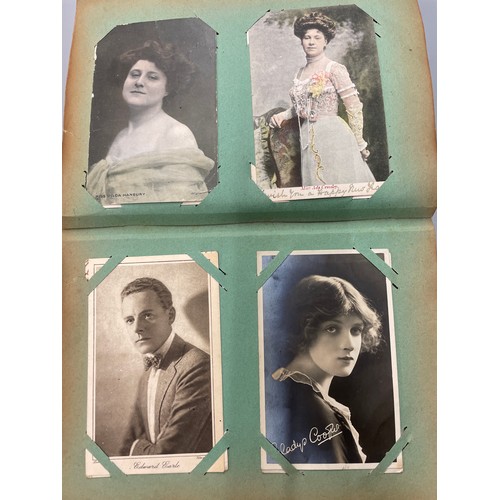 470 - ALBUM OF POSTCARDS ACTORS AND ACTRESSES,  THEATRE STARS, PERSONALITIES, CHRISTMAS CARDS, BEAUTIES