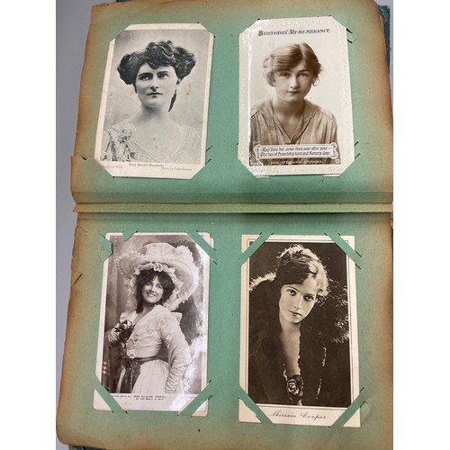 470 - ALBUM OF POSTCARDS ACTORS AND ACTRESSES,  THEATRE STARS, PERSONALITIES, CHRISTMAS CARDS, BEAUTIES