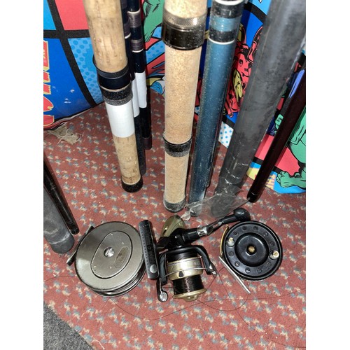 403 - HOLLOW FIBRE GLASS 12 FT MATCH FISHING ROD, SPIN 300 ROD, AND A CARBON FIBRE QUICK FIRE CARP ROD WIT... 