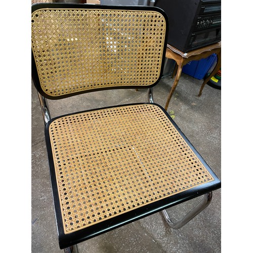 43 - CHROMIUM AND BERGERE CANED PANEL BACK CHAIR