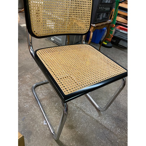 43 - CHROMIUM AND BERGERE CANED PANEL BACK CHAIR