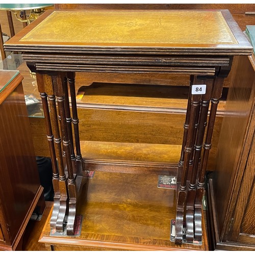 61 - REPRODUCTION NEST OF MAHOGANY LEATHER TOPPED TABLES