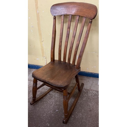 77 - ELM AND BEECH 19TH CENTURY ROCKING CHAIR