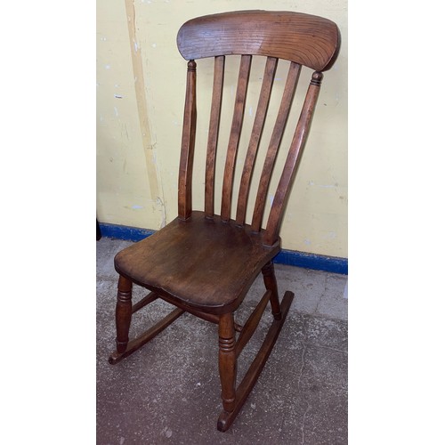 77 - ELM AND BEECH 19TH CENTURY ROCKING CHAIR