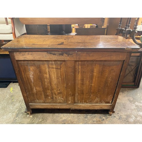 132 - 19TH CENTURY OAK BLOCK PANELLED FRONT CABINET WITH GERMAN STYLE IRON WORK LOCK