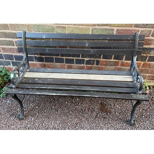 83 - CAST IRON SLATTED GARDEN BENCH