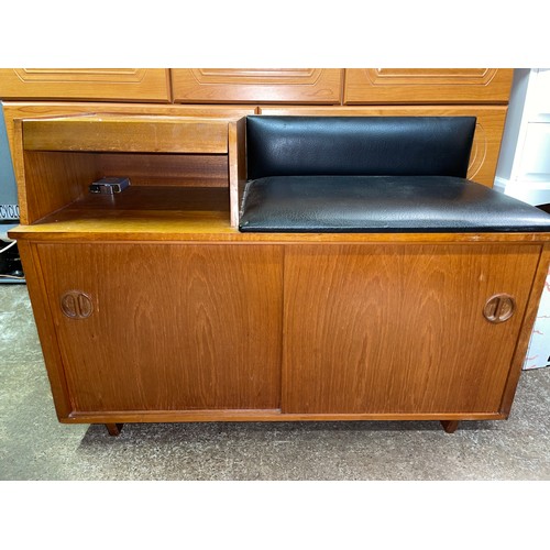 93 - 1970S TEAK HALL TELEPHONE BENCH CUPBOARD