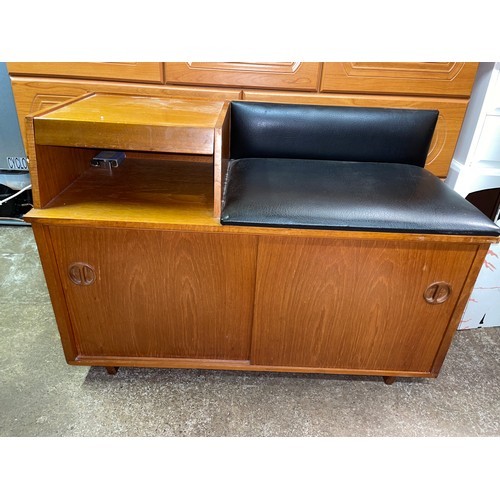 93 - 1970S TEAK HALL TELEPHONE BENCH CUPBOARD