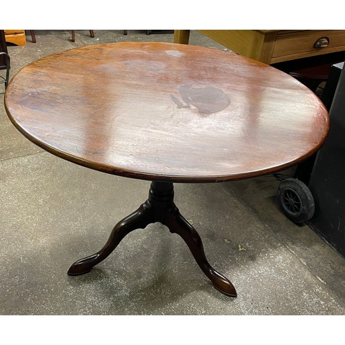 106 - GEORGE III MAHOGANY CIRCULAR TILT TOP PEDESTAL TRIPOD TABLE