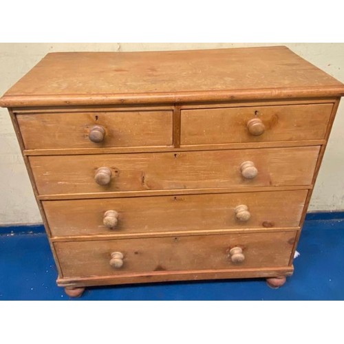 1 - VICTORIAN PINE TWO OVER THREE DRAWER CHEST