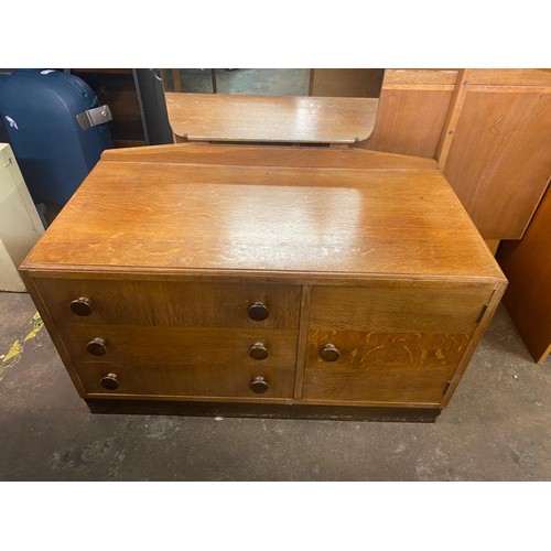 102 - 1950S OAK DRESSING TABLE WITH MIRROR