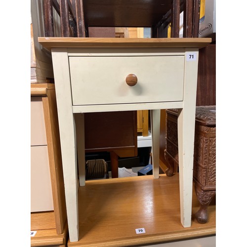 71 - CREAM AND PINE BEDSIDE TABLE