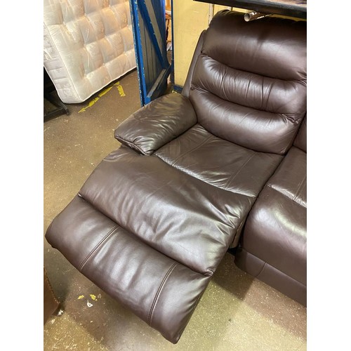 79 - BROWN LEATHER THREE SEATER AND TWO SEATER RECLINING SOFAS