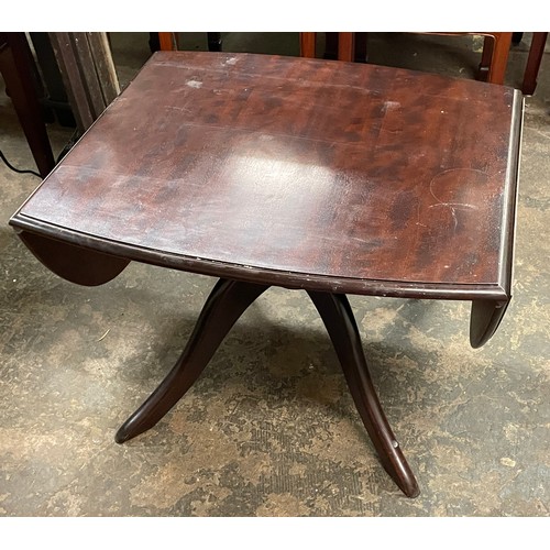 86 - MAHOGNAY DROP FLAP PEDESTAL COFFEE TABLE