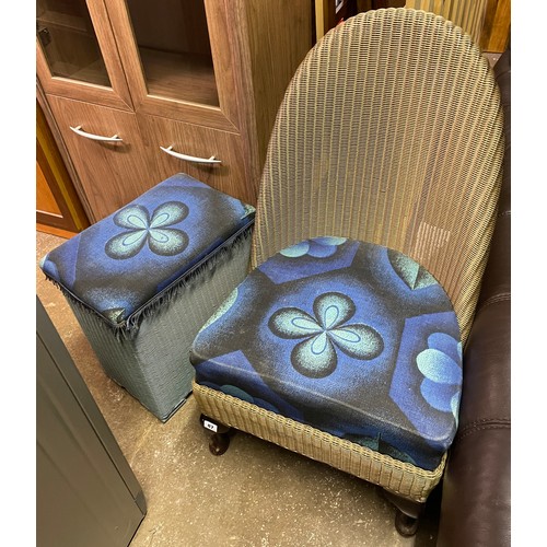 87 - LLOYD LOOM BASKET CHAIR AND A LLOYD LOOM LINEN BIN