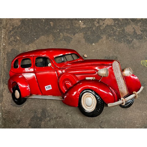 172 - RED ENAMEL METAL WORK CAR WALL PLAQUE