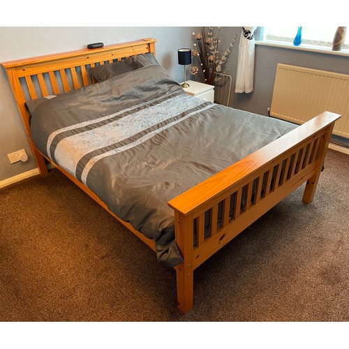 150 - PINE SLATTED DOUBLE BED FRAME (NO MATTRESS)